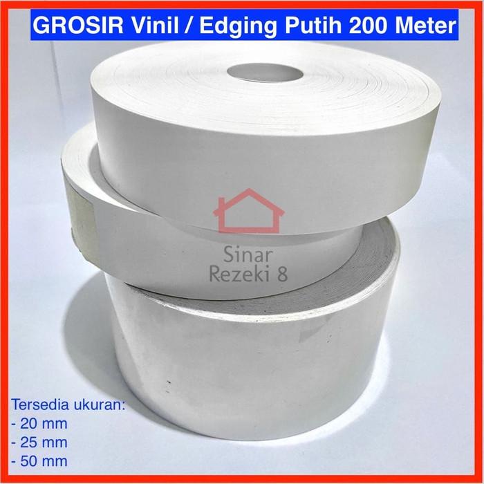 

25 mm Edging Putih Tipis 200 METER Vinil Vynil Dof Dop PVC Plimir Roll Kualitas Terjamin