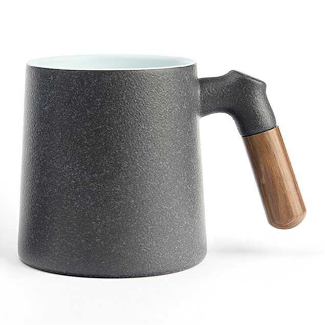 Cangkir Mug Keramik Gagang Kayu Tea Cup Vintage Jadul 380ML