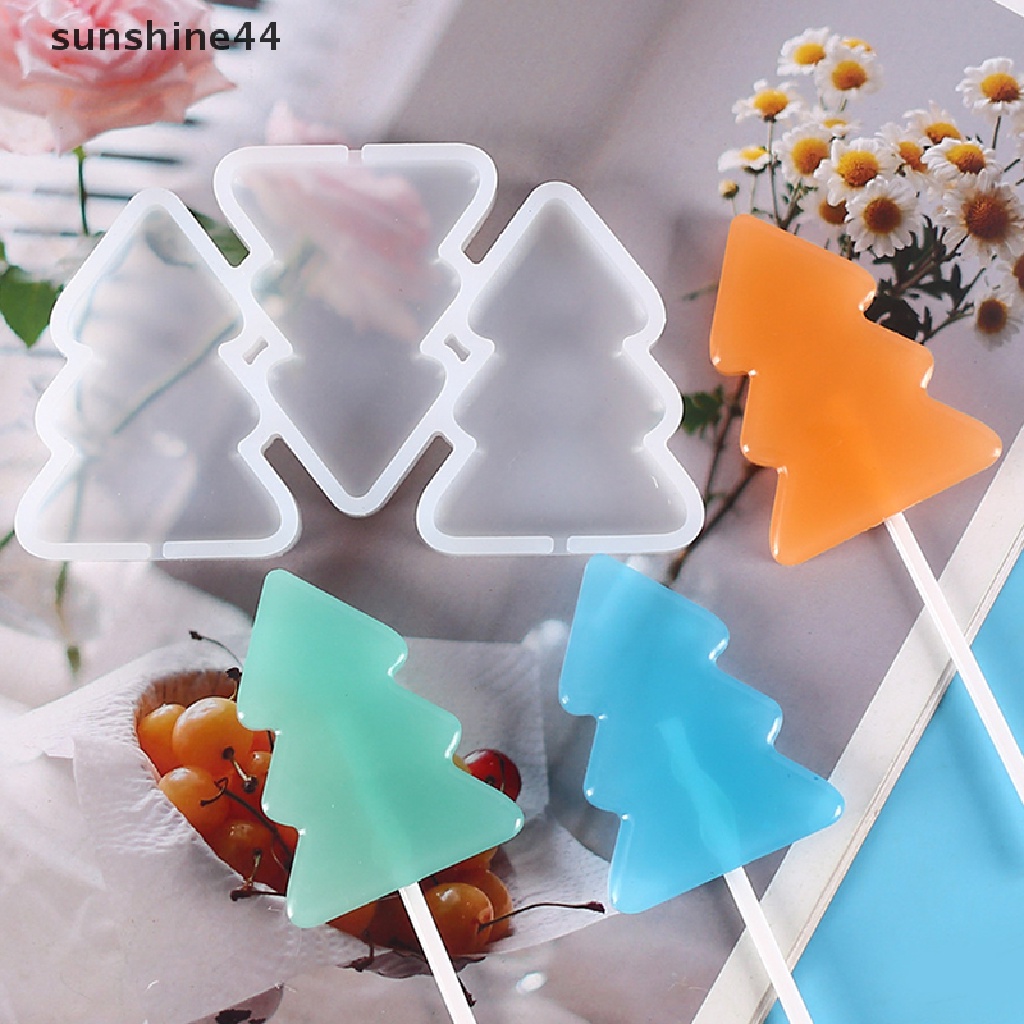 Sunshine Cetakan Permen Lolipop / Gypsum DIY Bentuk Daun Maple / Pohon Natal Bahan Silikon