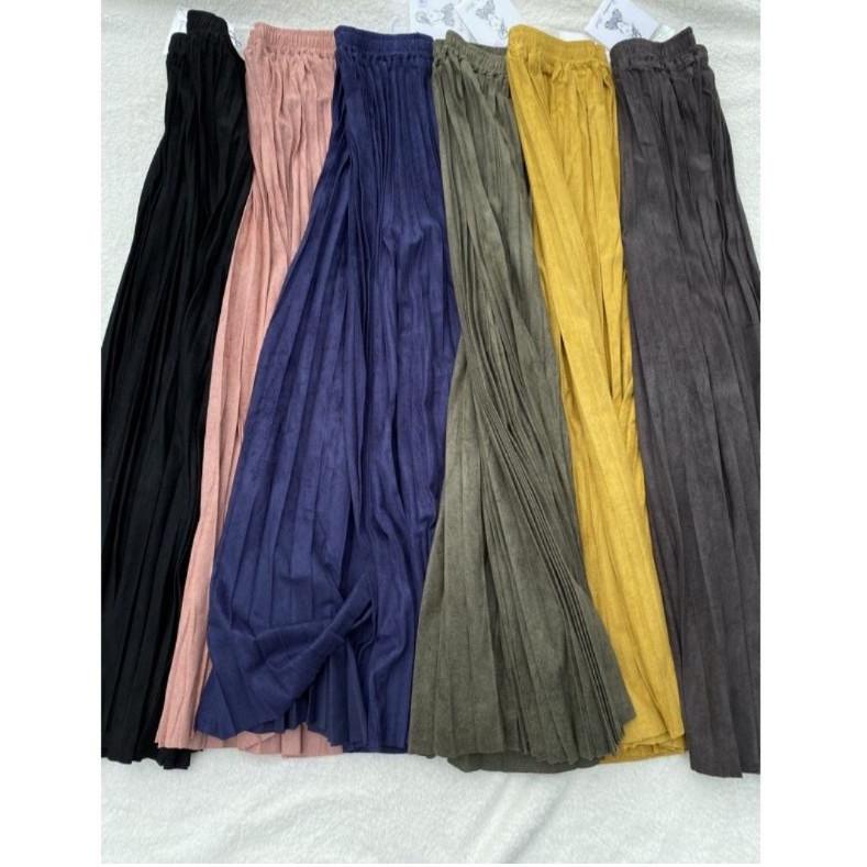 [KODE 1636] Rok prisket suede LONDON GIRL import panjang 80cm & 95cm | rok prisket suede hitam coksu