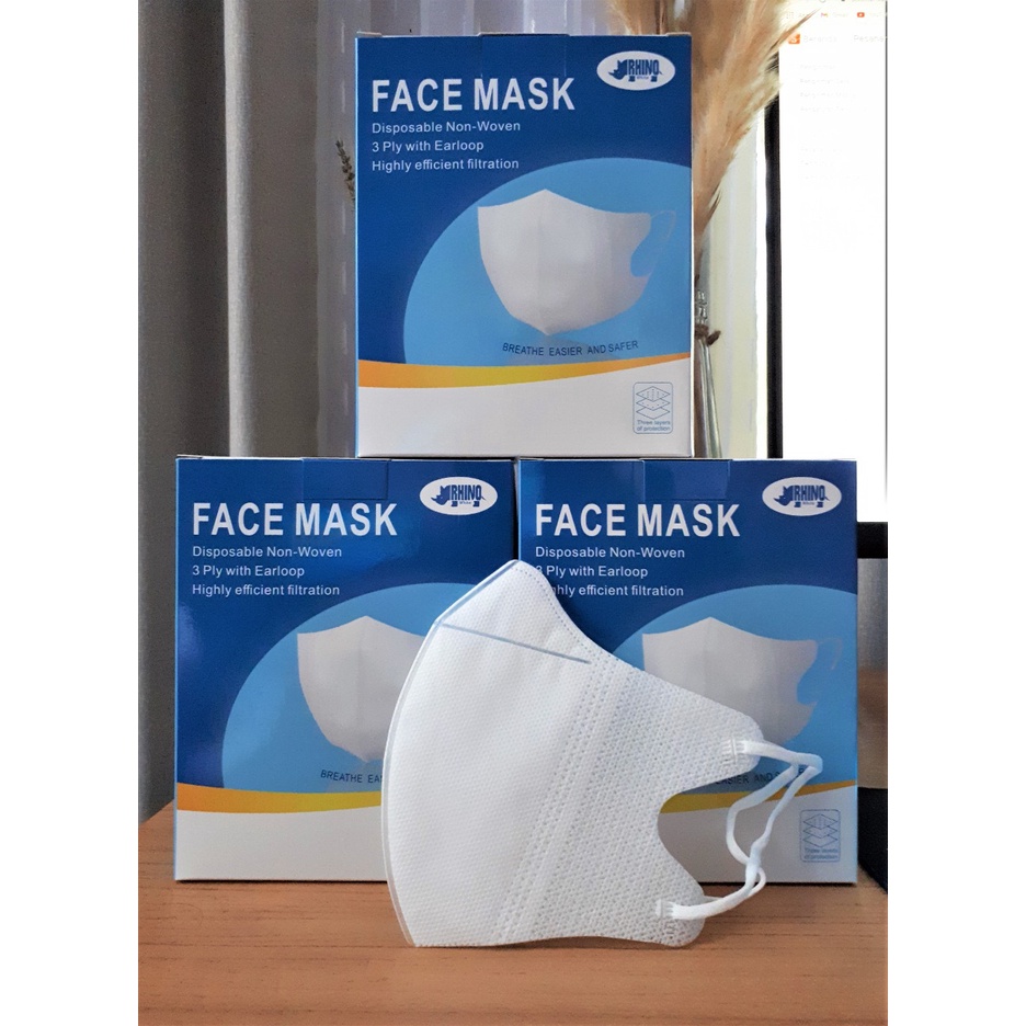 Masker Duckbill Garis Putih Hitam Warna Facemask 3 Ply Isi 50 Pcs/Box Dukbil Disposable Like Sensi