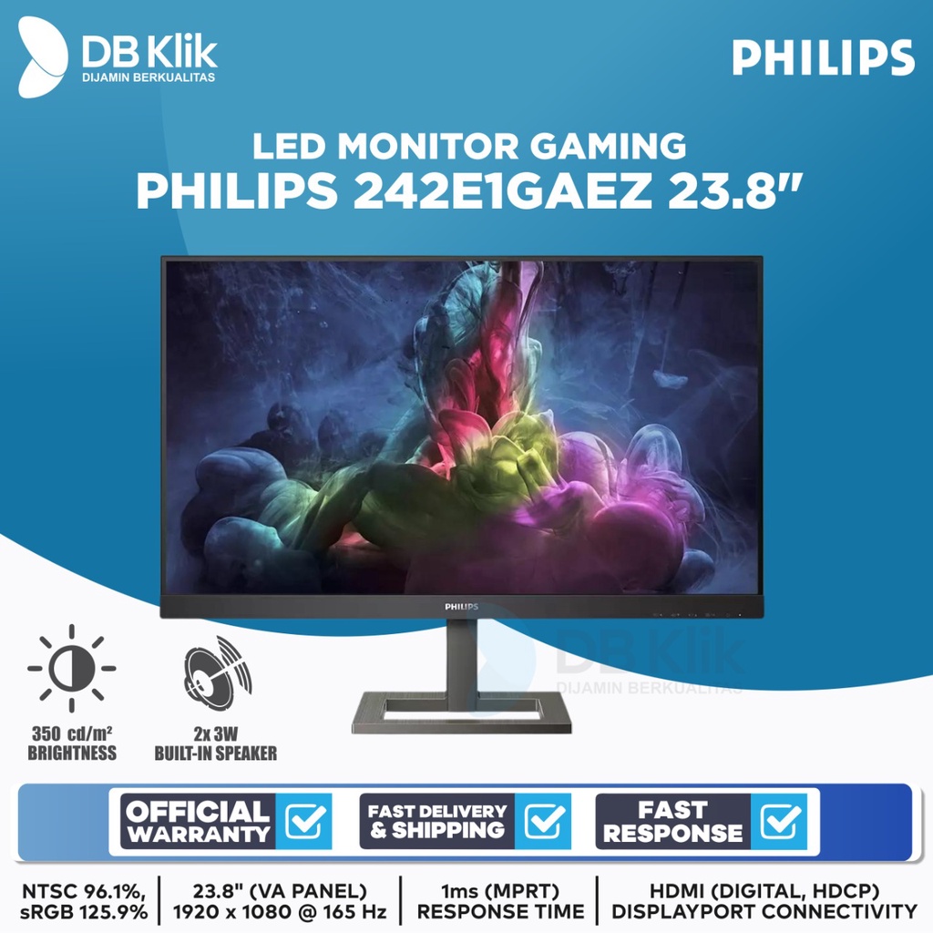 LED Monitor Gaming PHILIPS 242E1GAEZ 23.8&quot; 165Hz Full HD HDMI DP