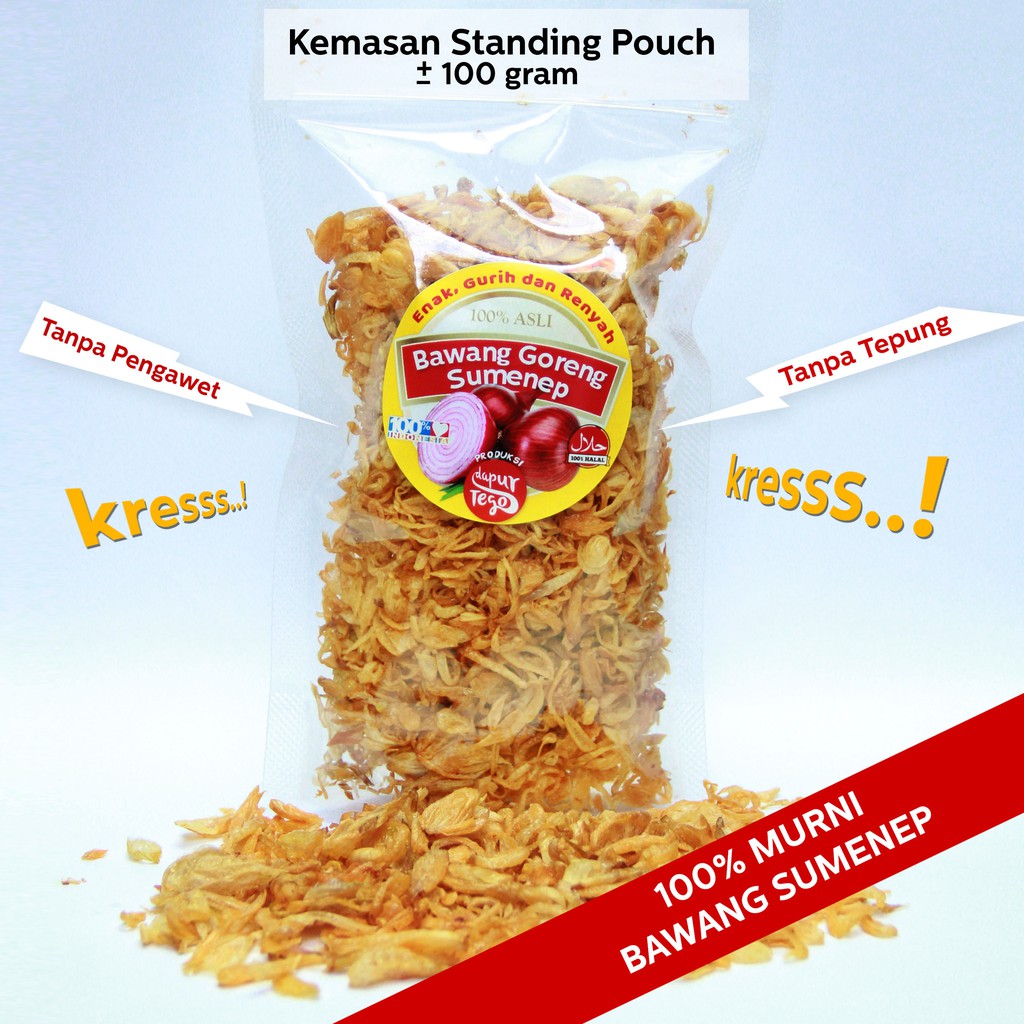 

Bawang Goreng Sumenep 100g Dapur Tego, tanpa tepung dan tanpa pengawet