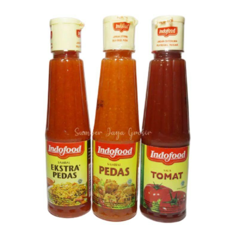 

Indofood Saos Sambal Pedas, Extra Pedas dan Tomat Botol @135ml