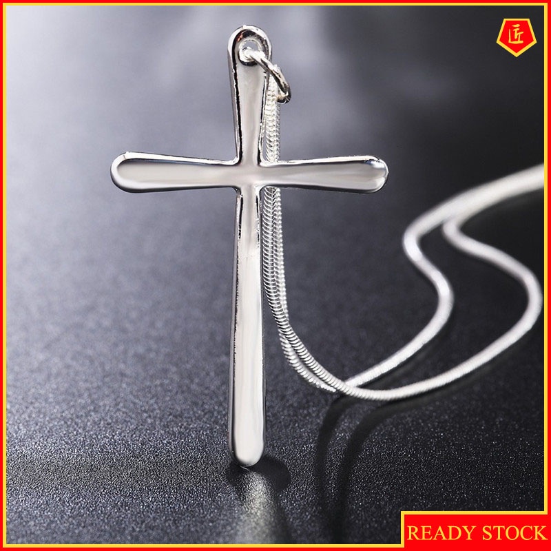 [Ready Stock]Fashion Personality Cross Simple Silver Necklace
