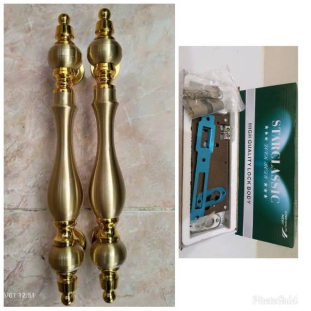 Handle pintu rumah / Gagang pintu rumah kuningan motif VAS set kunci Terbaik