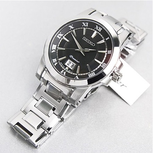 Seiko Premier SUR015P1 Quartz Black Dial with Roman | Jam Pria SUR015