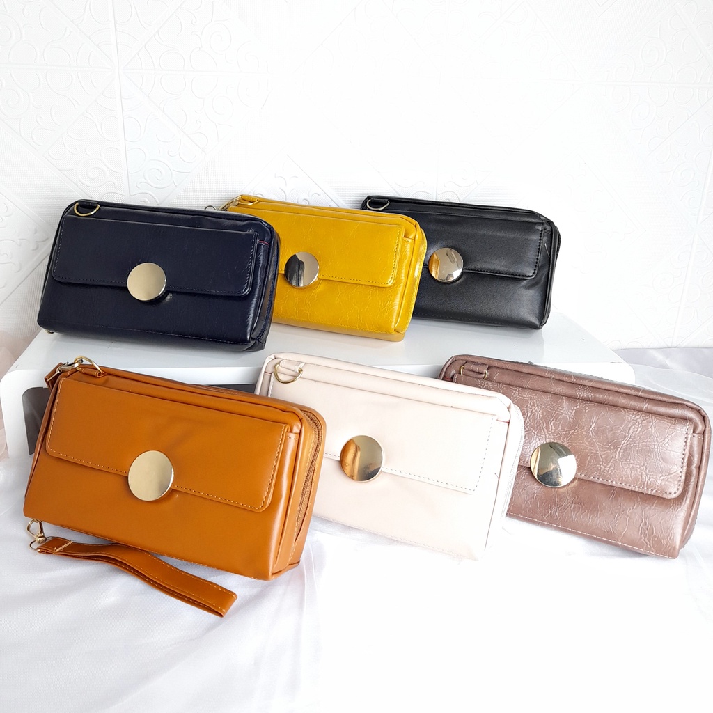 Tas Selempang Wanita Kulit Lokal Premium Vintage Wristlet Tali Panjang KT022