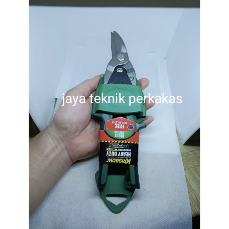Krisbow gunting baja ringan bengkok kanan - gunting baja ringan - seng Krisbow hijau - right cutting
