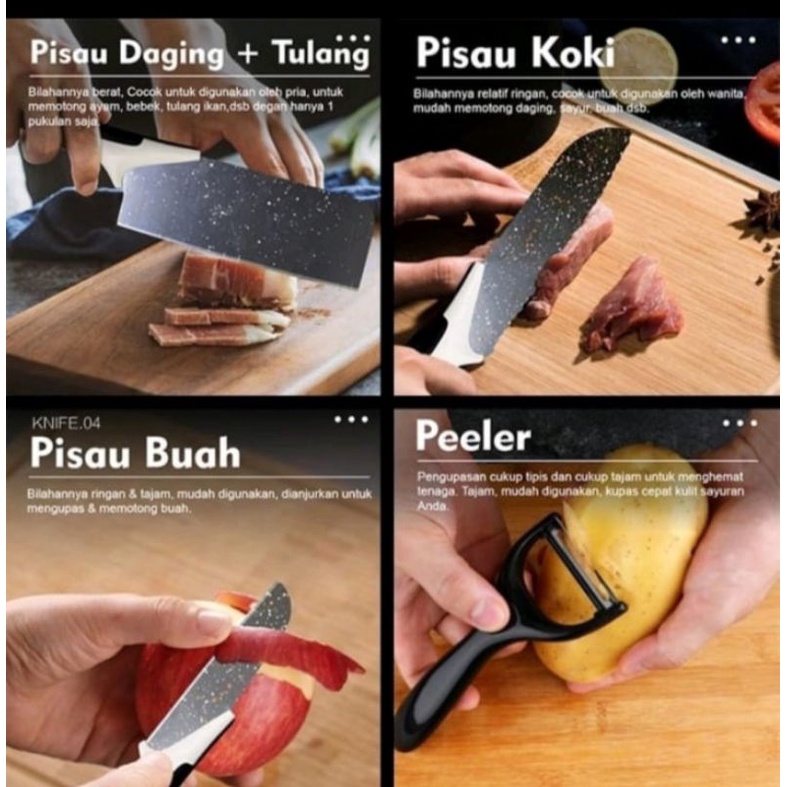 Pisau Set Batu Maifan 5in1 anti karat