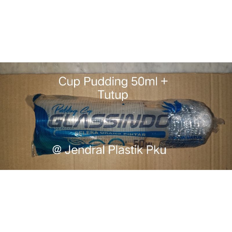 CUP PUDDING UK 50ML + TUTUP MEREK GLASSINDO