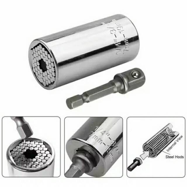 Kunci Shok Universal Socket Wrench Set GATOR GRIP Lengkap komplit dengan handle dan connector kunci