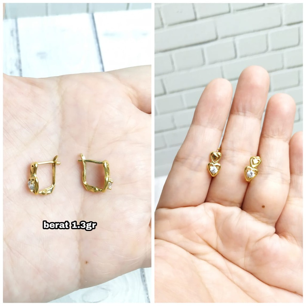 ANTING JEPIT LOVE MATA GOLD PERAK ASLI S925 GLOBAL JEWELLERY CG011