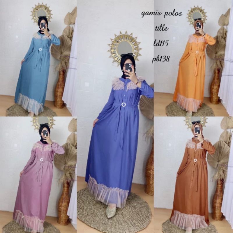obral gamis polos dan batik motif dan warna acak / gamis renda / gamis batik / gamis gloyor / gamis 