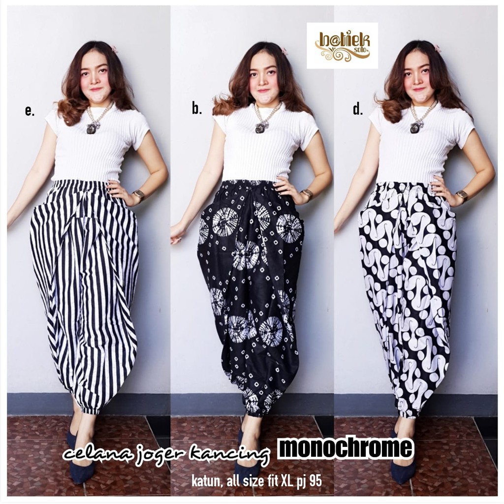 Batik Solo Celana Joger Kancing Monochrome Kode EBD Batiek Batik Amanah Surakarta