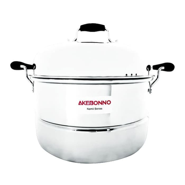 STEAM POT FOOD STEAMER DOUBLE 34 cm PANCI KUKUSAN PENGUKUS DANDANG STAINLESS STEEL AKEBONNO