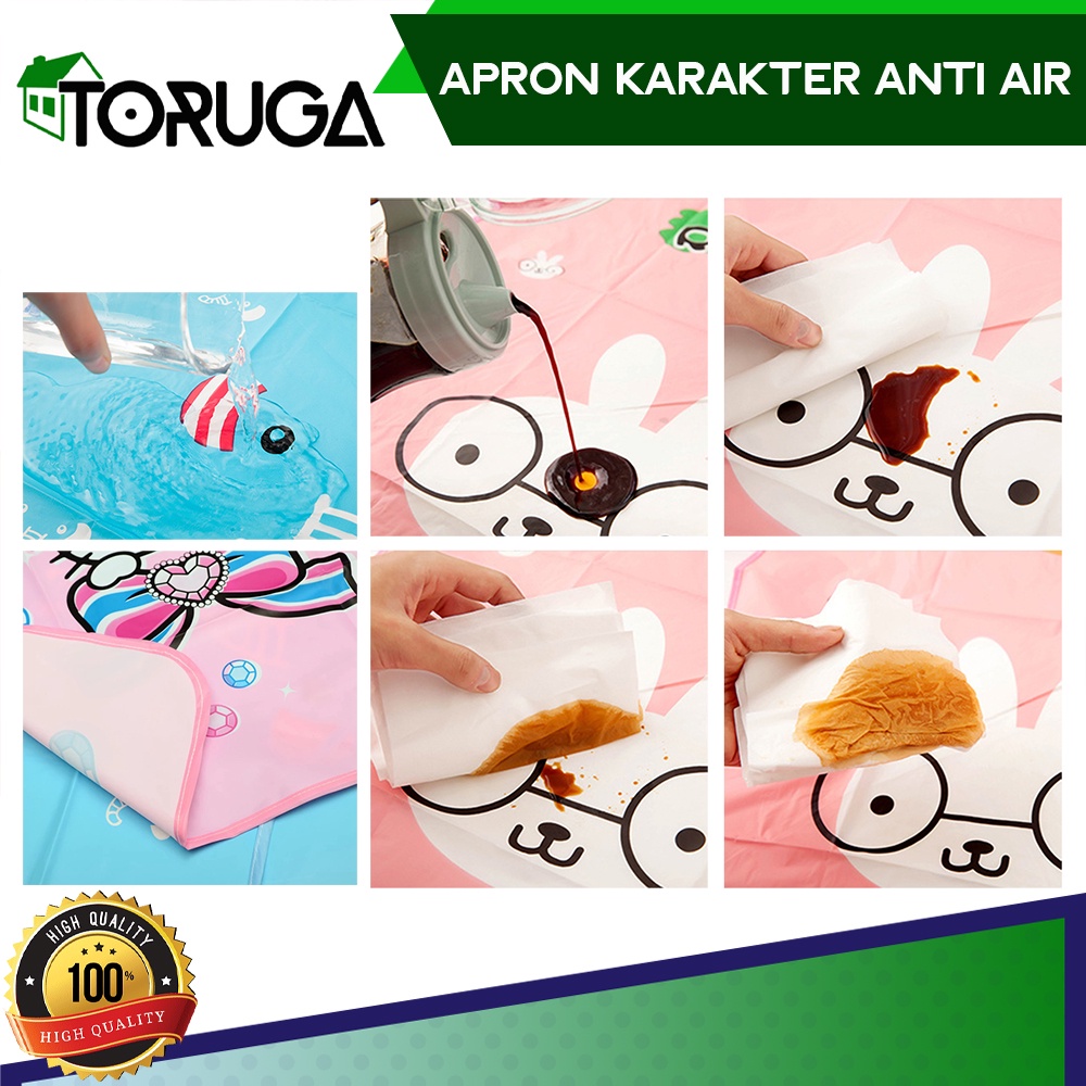 Apron Celemek Dapur Masak Anti Air Waterproof Karakter Kartun Lucu