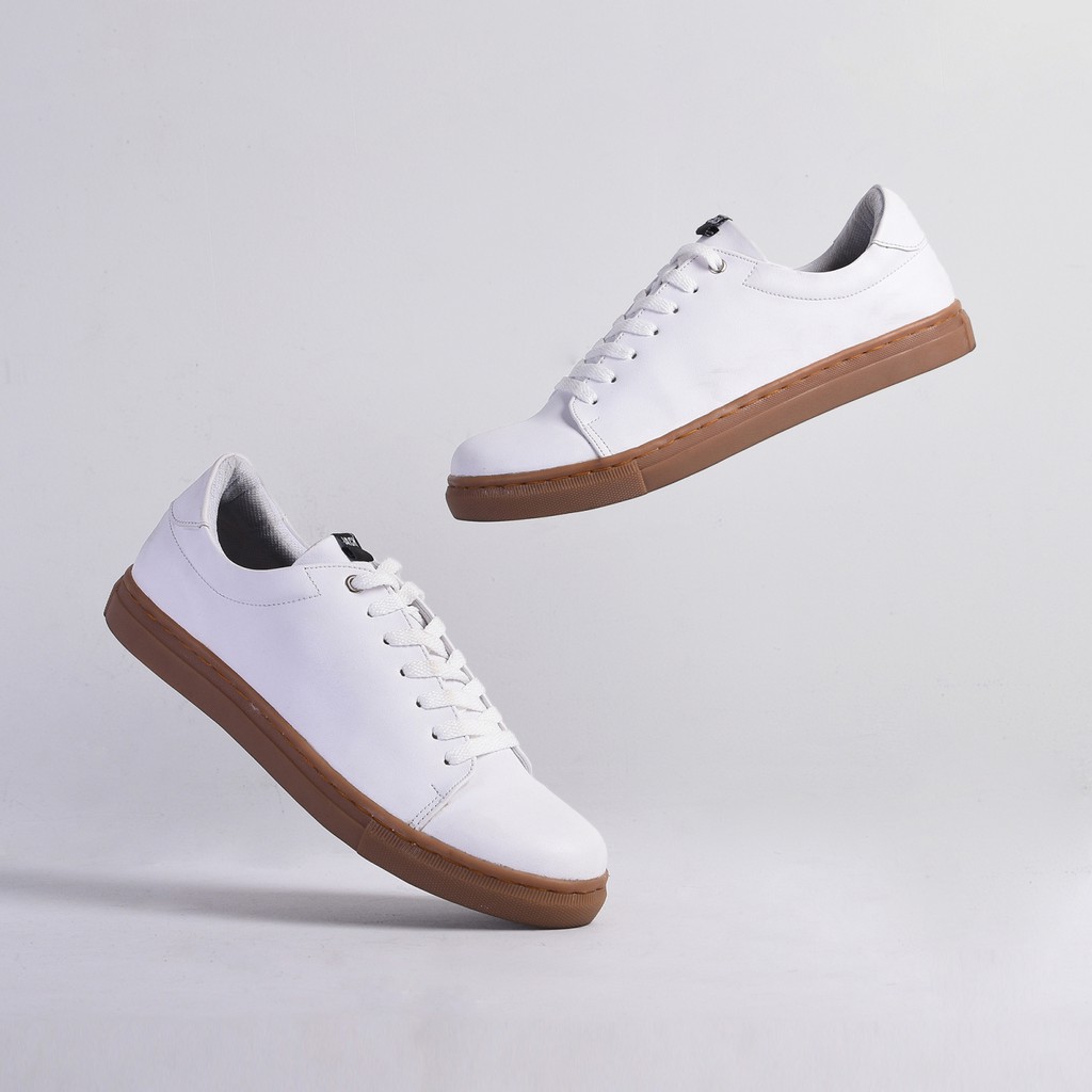 Brantley White | Sepatu Putih Casual Sneakers Kasual Polos Ori Pria Cowok Footwear Ori | FORIND Jack