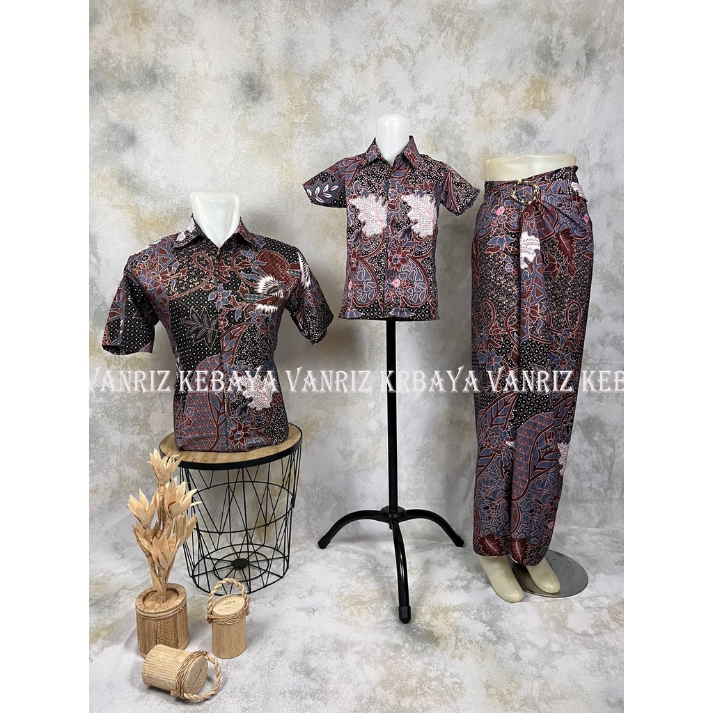 Vanriz Kebaya-Kemeja Batik Lengan Pendek Couple Anak Dan Rok Lilit