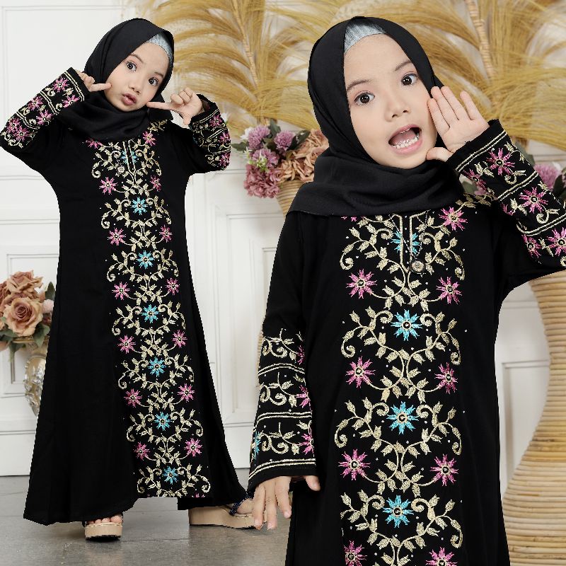 Gallery Exclusive Abaya Hitam Gamis Bordir Anak Turkey ( Geser Ke Kanan Untuk Melihat Motif Motif Anak Lainnya )