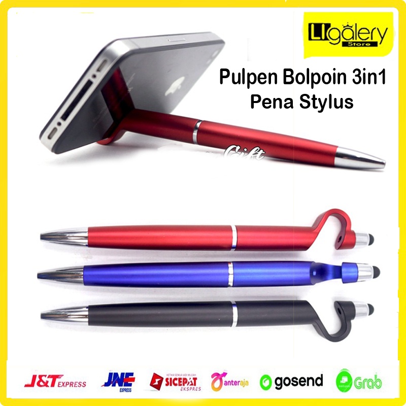

[BISA COD] Pulpen Bolpen Pena Pen Stylus Phone Holder HP 3 in 1 Ballpoin