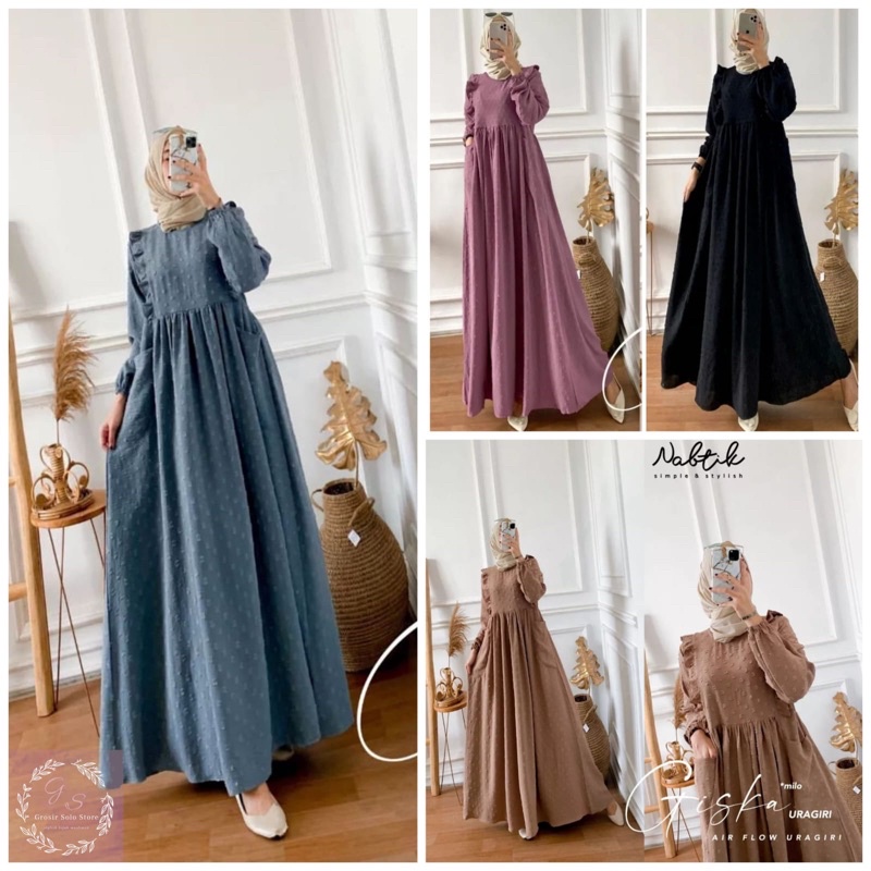 Jual Gamis Dress Maxy Giska Cika Mola Crinkle Airflow Uragiri Oversize