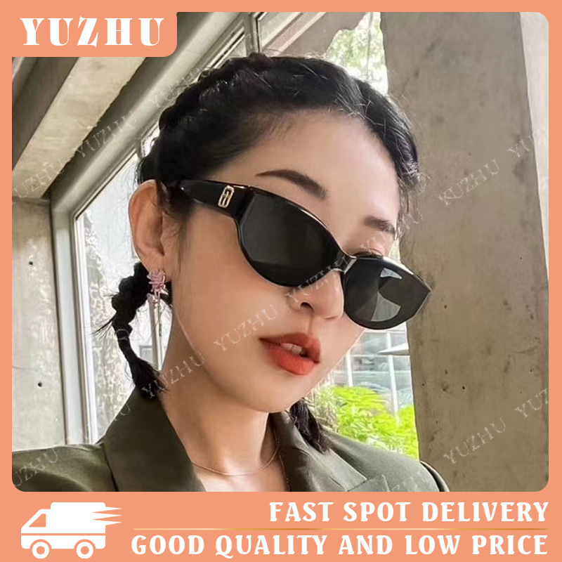 (YUZHU) COD Dengan Kacamata Wanita Cat Eye Retro Bingkai Kecil Fashion Pria Kacamata Hitam