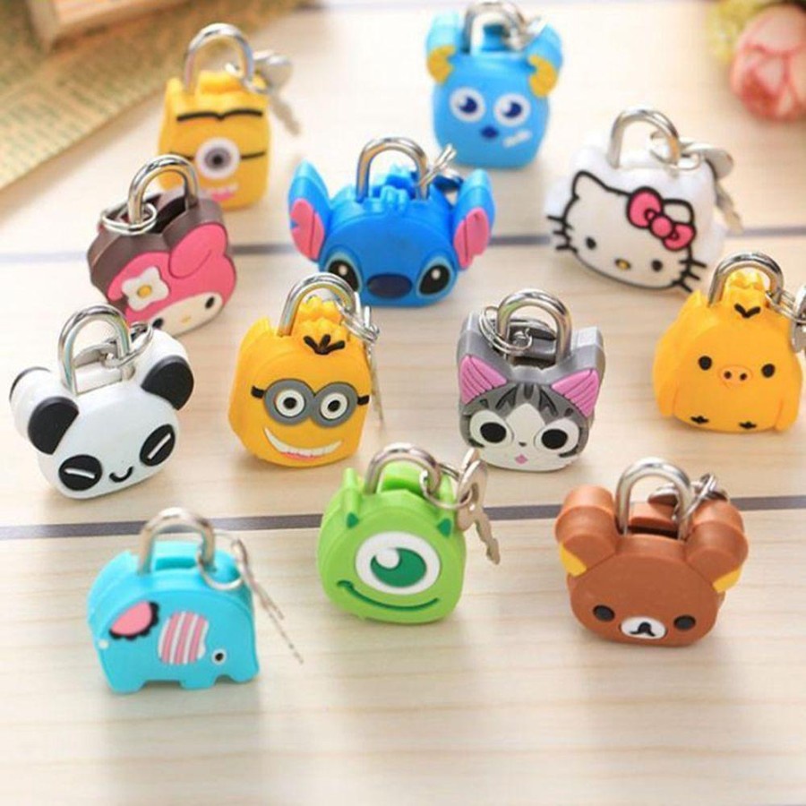 Gembok Mini Pintu Koper Tas Bagasi Motif Karakter Kartun Imut Minion Rilakuma Bebek Souvenir