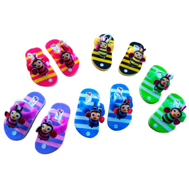 [1-3 TAHUN] Sandal Jepit Anak Perempuan Pelangi Sendal anak cewe / SANDAL BABY KIDS BONEKA LEBAH / SANDAL PREWALKER BAYI  LEBAH