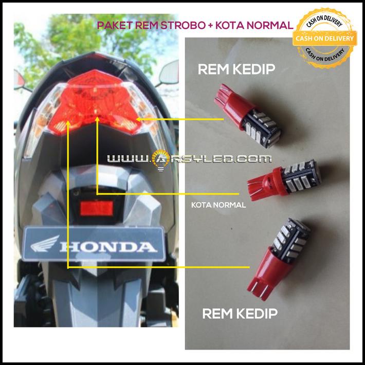 Paket Lampu Led Motor Rem Honda Vario 125 150 Kedip Strobo Terang