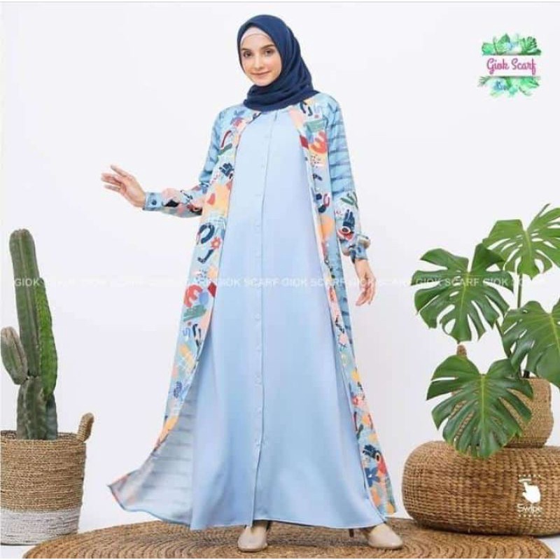 GAMIS PRINTING HANNAH DRESS GIOK SCARF & APPAREL || MOUNEERASHOP