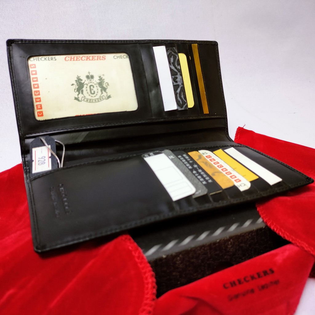 Checkers Black Klasik Dompet Kulit Asli Model Panjang