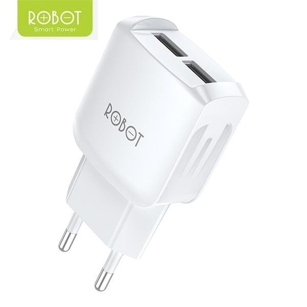 ROBOT Adaptor Charger RT-K6 2.4A Dual Output Fast Charging Batok Charger Garansi Original (Per 1Pcs)