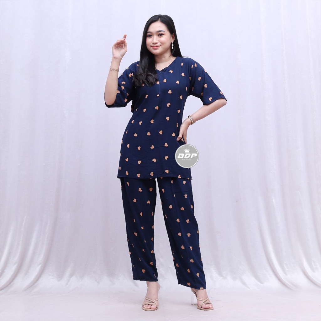 TERBARU | SETELAN BAJU TIDUR PIYAMA ARAB RENDA | ONE SET BUSUI | PIYAMA ARAB RENDA-ST lova navy