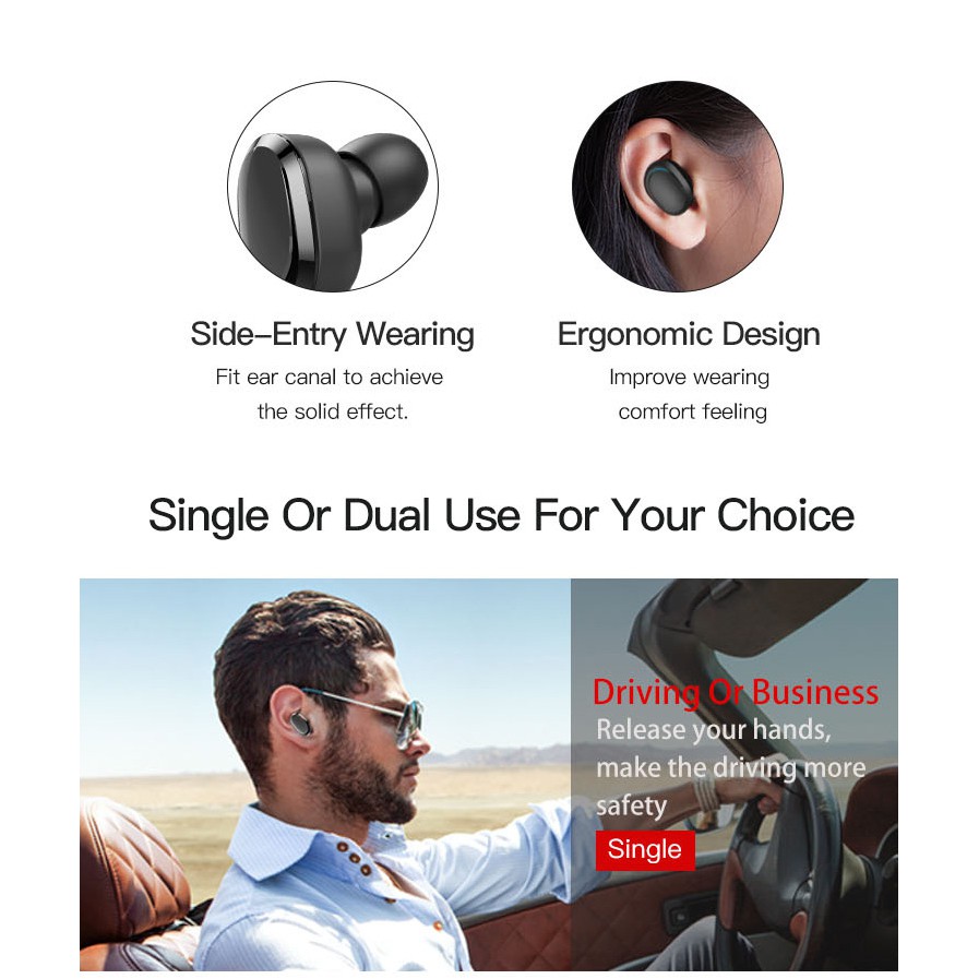 True Wireless Earphone Bluetooth dengan Charging Case - TWS-8 - BlacK