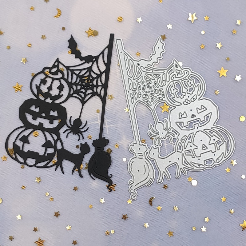 Cetakan Stensil Cutting Dies Motif Labu Halloween Bahan Metal Untuk Scrapbook / Craft DIY