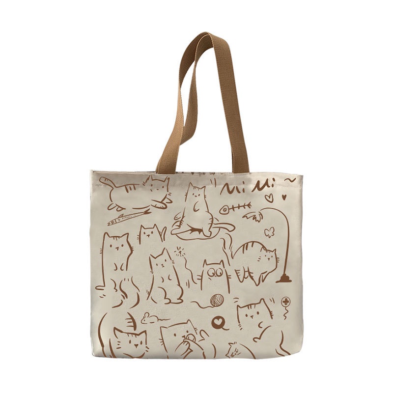 Monsoon - Totebag BiuBiu Cat Motif Abstrak Kanvas Kucing Aesthetic