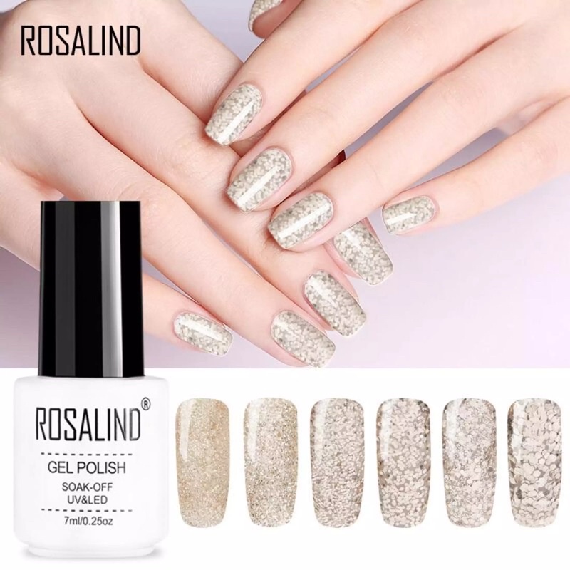 Rosalind Champagne Gold Glitter Series 7ml / Rosalind UV Gel Polish Champagne Gold Glitter / Kutek Gel / UV Gel Polish Glitter