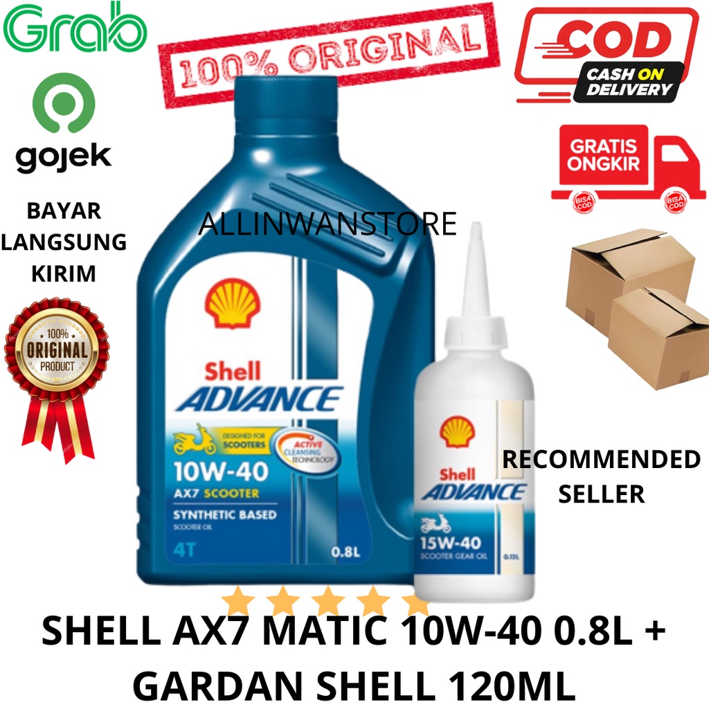 PAKET OLI SHELL ADVANCE AX7 MATIC 10W40 0.8L Liter + OLI GEAR SHELL 120ml