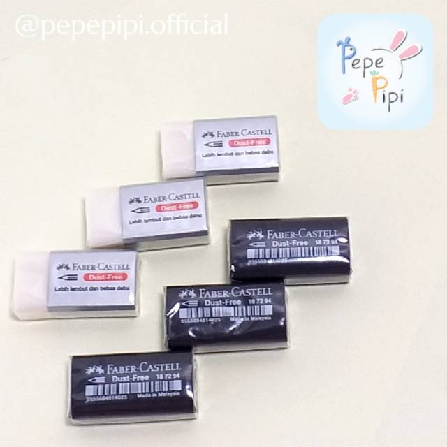 Penghapus Faber Castell Kecil Putih, Hitam dan Warna Dust Free Original Asli Alat Tulis Sekolah