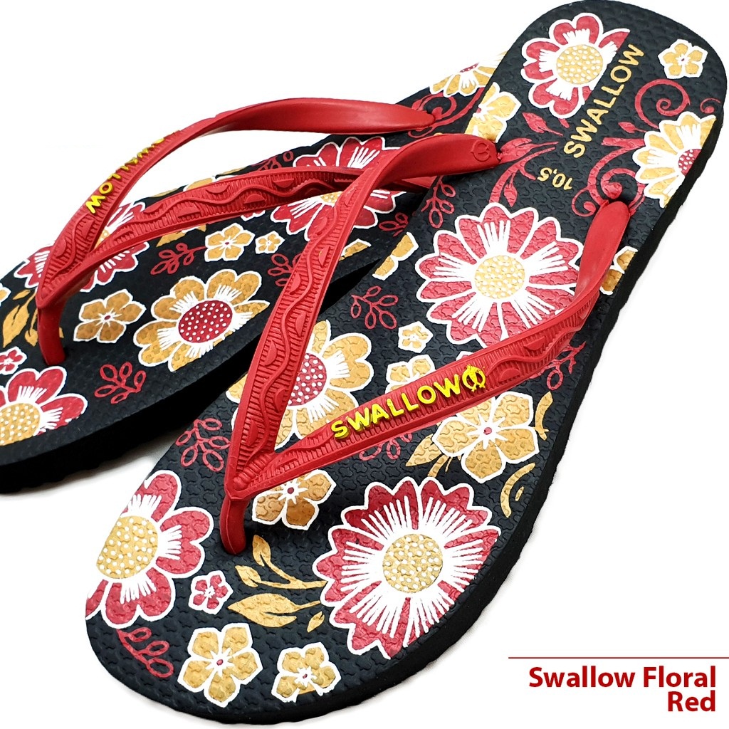 Sandal Jepit Wanita Swallow Floral Motif Bunga Original