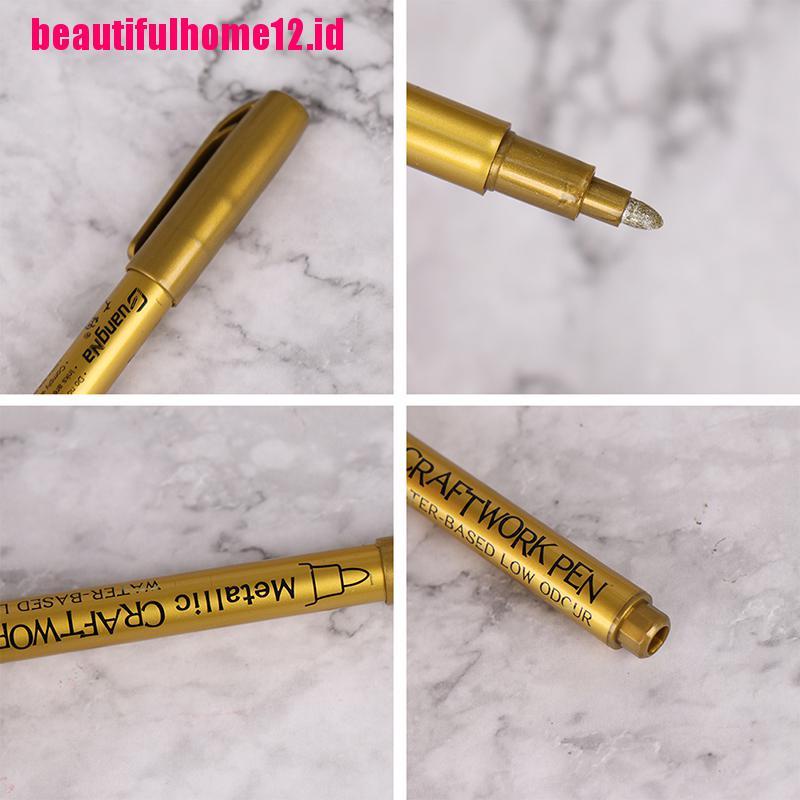 Pen Spidol Permanen Anti Air Warna Gold / Silver Untuk Menggambar DIY