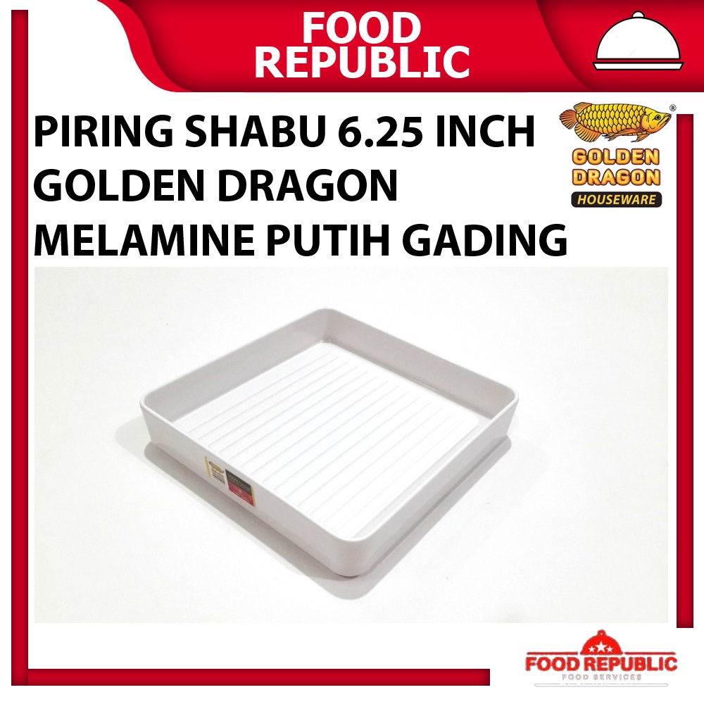 PIRING MELAMIN KOTAK SUSUN SHABU 6,25 INCH GOLDEN DRAGON P4807 GADING