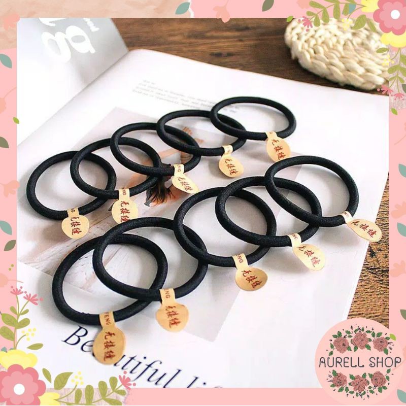 [ COD ] Ikat Rambut Polos Hitam Tebal Fashion Korea Impor / Gelang Karet Polos / Tali Rambut