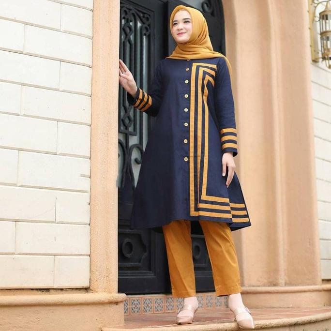 Baju Muslim Modern ALYA TUNIK IK Bahan TOYOBO KANCING HIDUP BUSUI