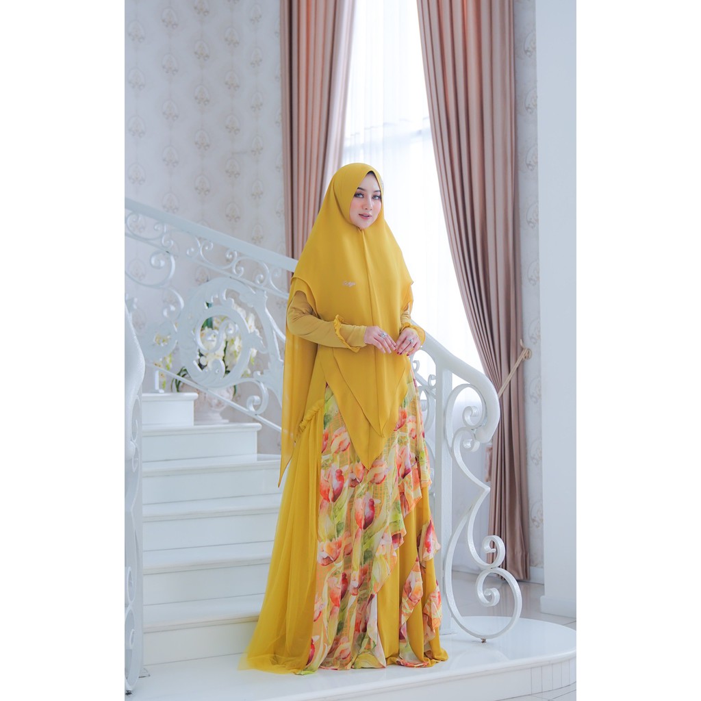 Ulya Hijab Gamis Syari Baju Muslim Wanita Kuning