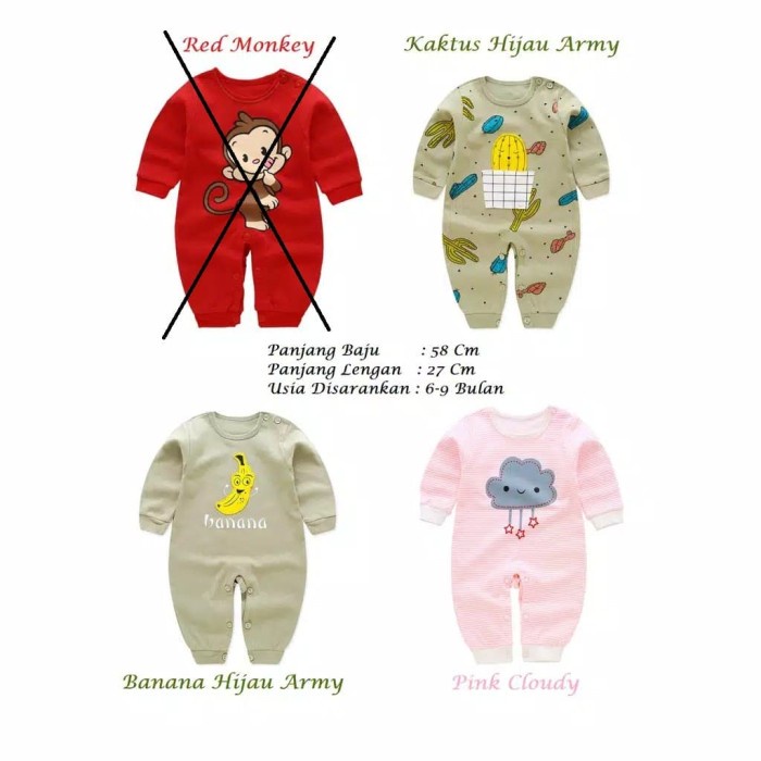 misi- Jumper Bayi / Baju Kodok Bayi / Baju Kodok Panjang Motif