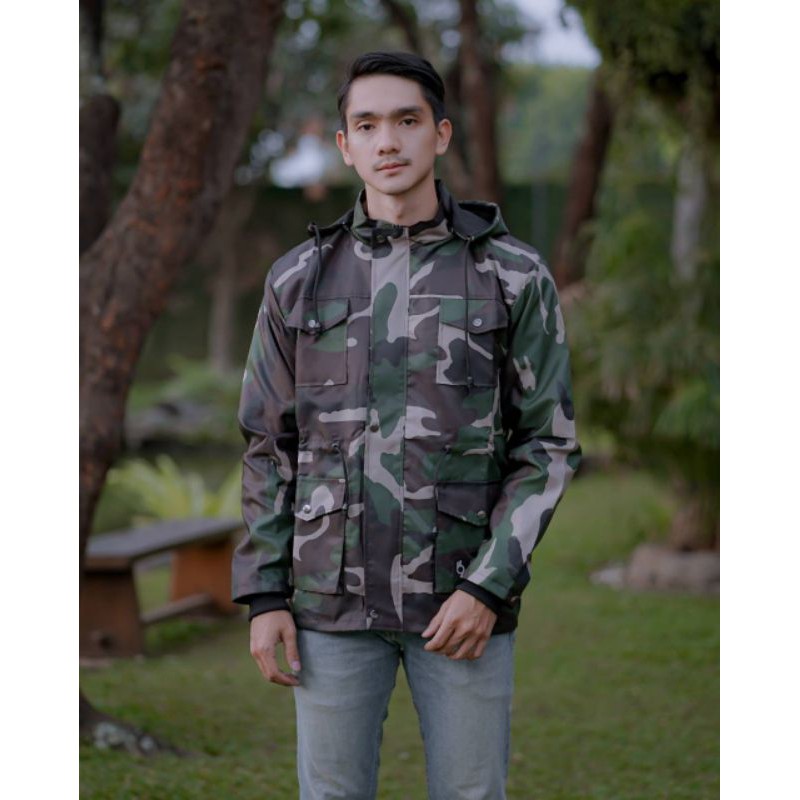jaket parka pria motif loreng hijau army jaket militer