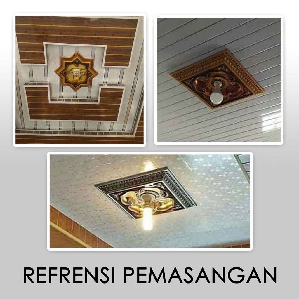 ORNAMEN LAMPU PLAFON ARTISTIK PVC 60CM*60CM Ornamen Lampu Artistik Plafon Gypsum Panel Minimalis Bahan ABS