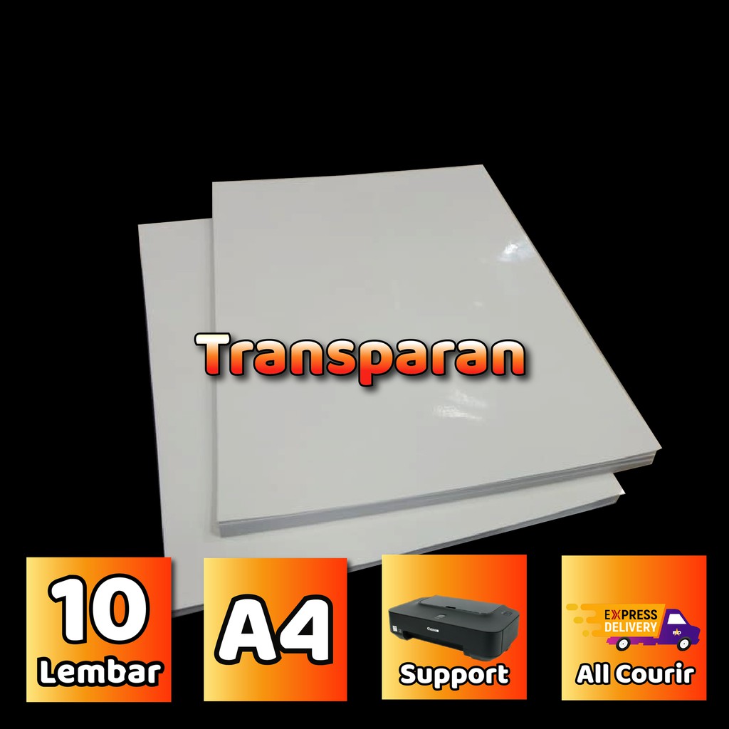 

Kertas Stiker Transparan Vinyl A4 Anti Air Isi 10 Lembar